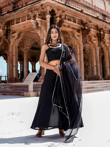 Bold & Beautiful Crop Top Palazzo Dupatta Set